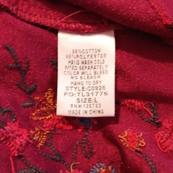 Umgee Cabernet Velvet Dress with Floral Embroidery.Native Inspired.Peasant Shape - Picture 10 of 12